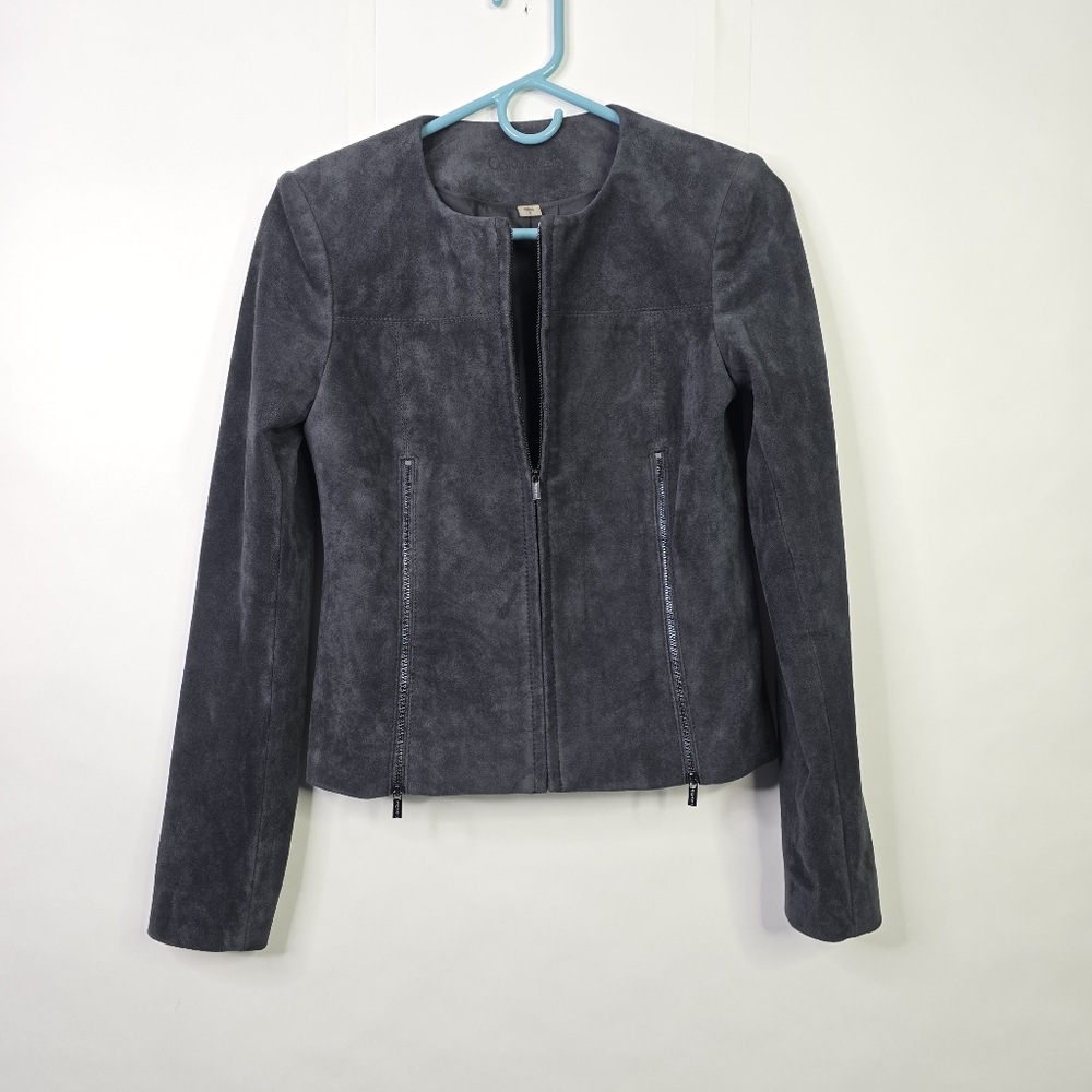 Calvin Klein Gray Faux Suede Jacket - Picture 4 of 10